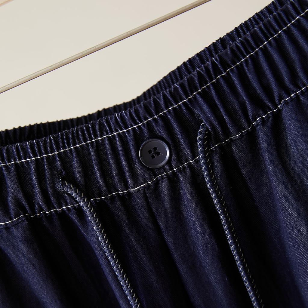 Denim Blue Pants for Women's Summer New Thin Straight-leg Casual Pants Elastic Waist Loose Wide-leg Pants