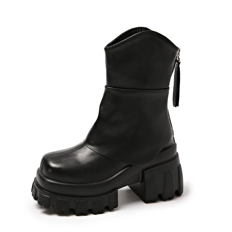 

9 см Высокий каблук платформы ботильоны для женщин новые модные короткие искусственная кожа Boost в черном цвете 35