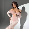 Elegant Ruched Patchwork One-Shoulder Maxi Dress - Winter Edition