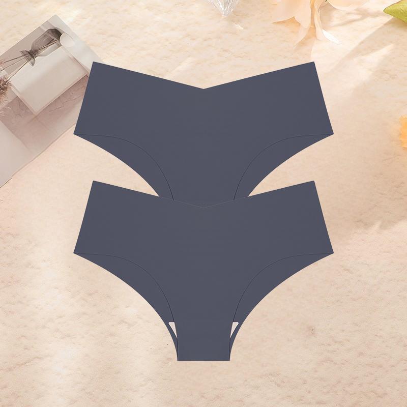 2Pcs/Set Plus Size Underwear Women's Panties Ice Silk Ladies Seamless Underpants Girls Briefs Breathable Sexy Lingerie Female