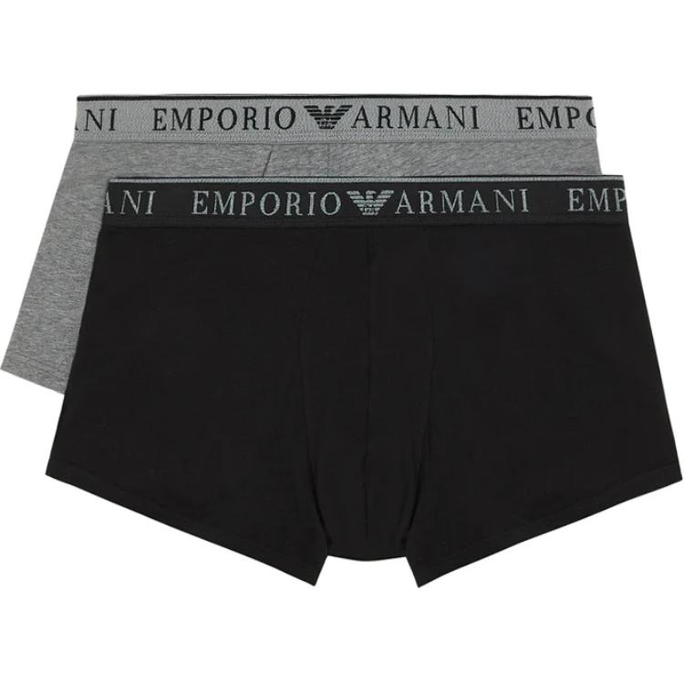 Emporio Armani Мужские боксеры с принтом букв, средней посадки, облегающие, 2 шт. 1117694-R7200-4949 M