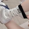 Lady Spring and Autumn Sweet Pokdot Cloth Label Matching Color False Two Wooden Ear Side Boneless Tube Pile Socks