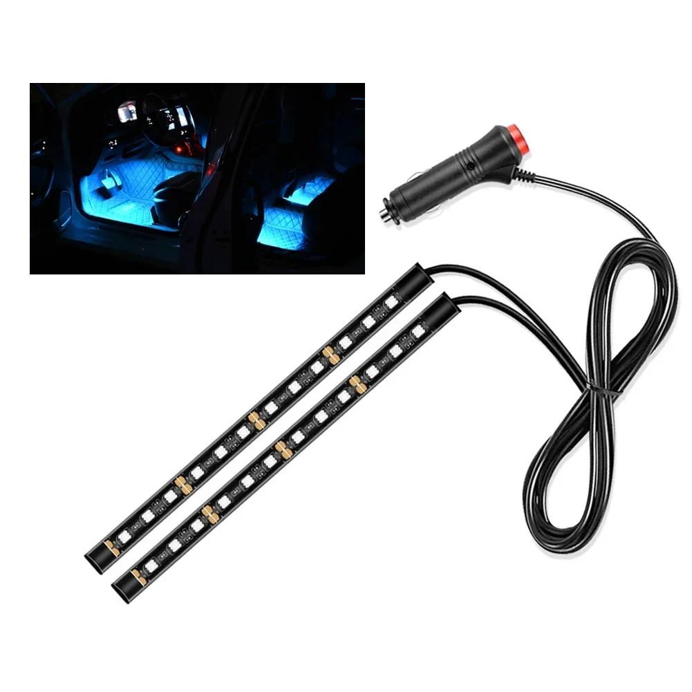 Led Bar Car Interior Backlight Ambient Mood Foot Light With Cigarette Lighter Decorative Atmosphere Lamp Auto Accessories 12V