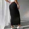 Women Fall Winter Skirt High Waist Knitted Elastic Thick Warm Ankle Length Striped Slim Fit Soft Sheath Lady Maxi Skirt