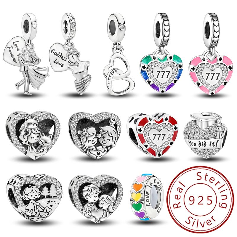 Copper Lucky 777 Rotate Couple Love Heart Series Bead Diy Bracelet Bangle Making Gift Of High Quality Fine Jewelry