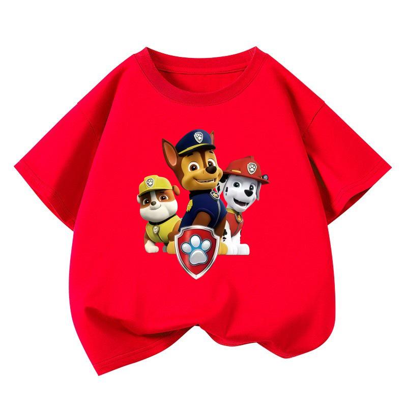 High-Quality Boys' Autumn Cartoon Print Short-Sleeve Round Neck Shirt