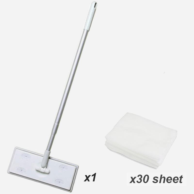 Home Electrostatic Dust Collector Mop Foldable 51.2 In Long Handle with Disposable Vacuum Paper Floor Wipes Thread Flat Mop