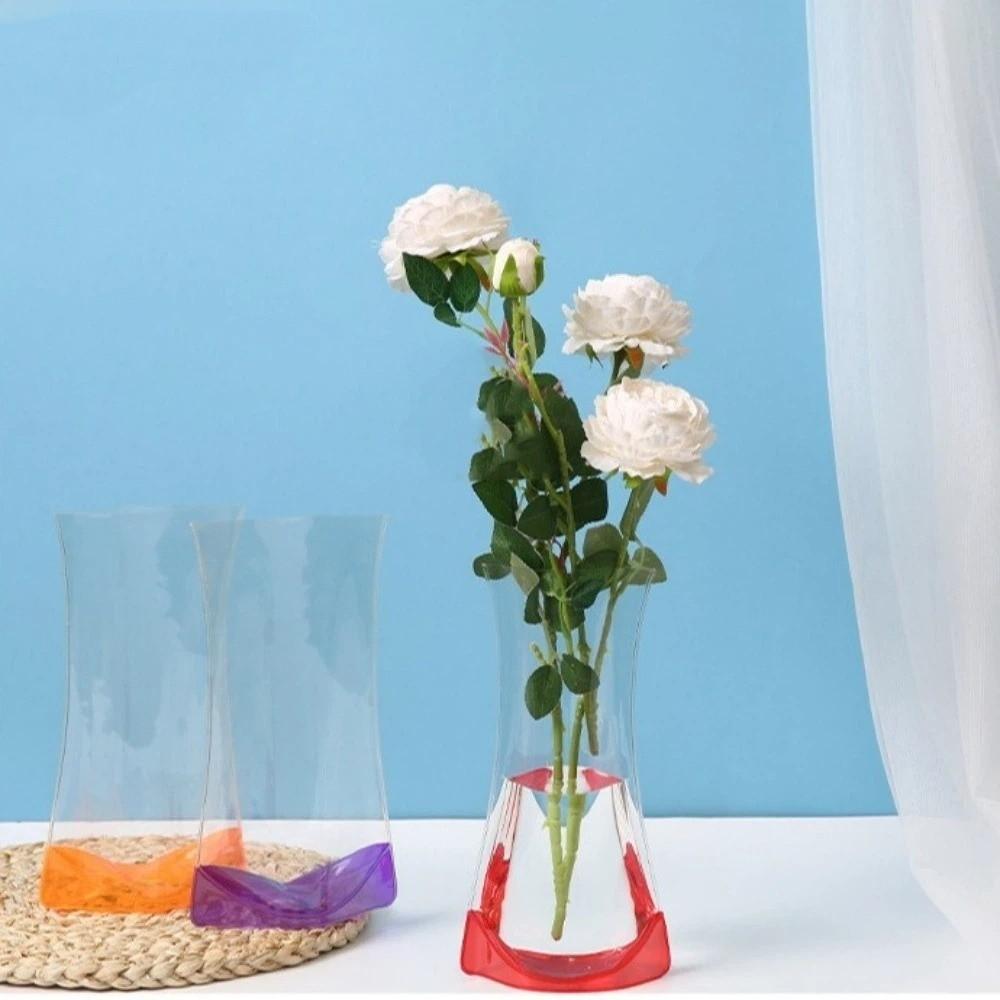 5Pcs Shatterproof Clear PVC Flower Vase Folding Plant Containers Easy To Clean Expandable Vase  Room