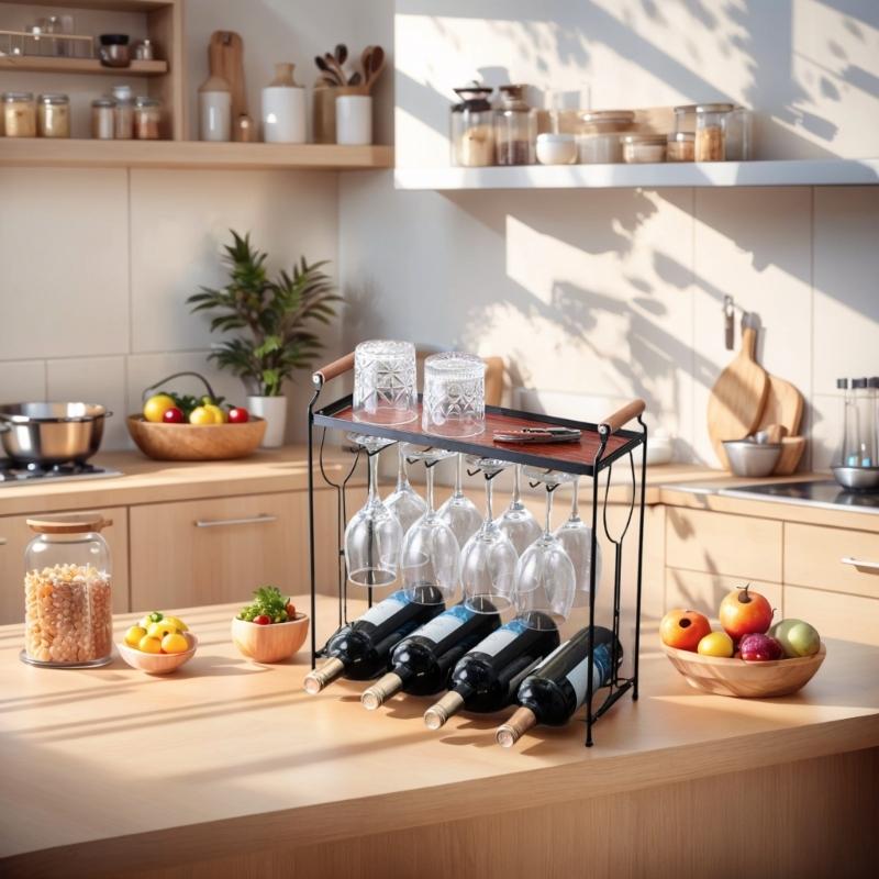 Space Saving Multifunctional Wine Glass Holders And Storage Rack For Kitchens Dining Room Modern Compact Design