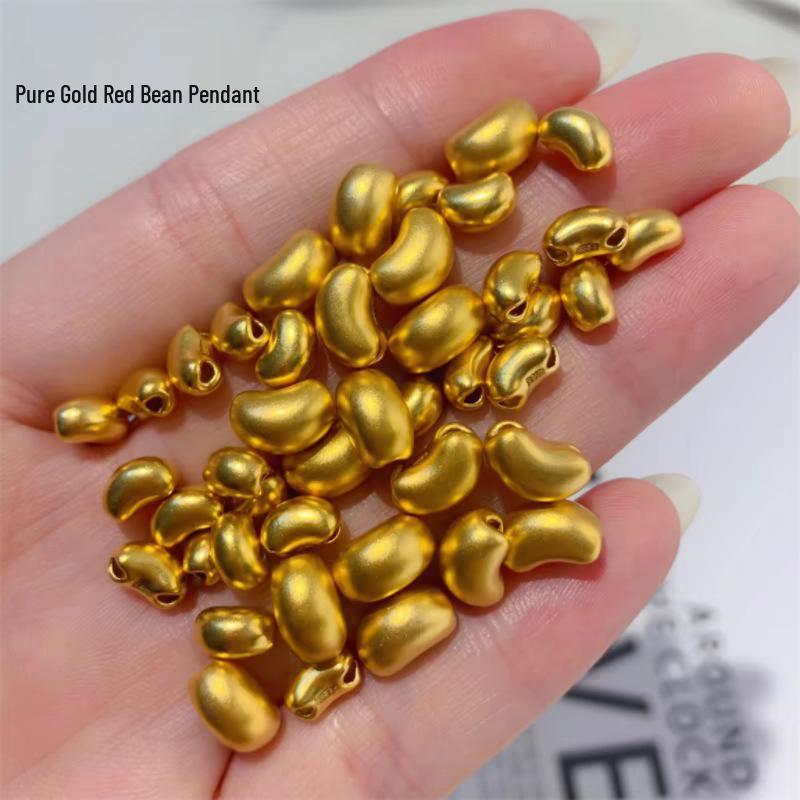 24K Gold Acacia Bean 3D Pendant Necklace, 5G Craftsmanship, Pure Gold Red Bean, Valentine s Day Gift Acacia Bean Gold (approx. 0.1g)