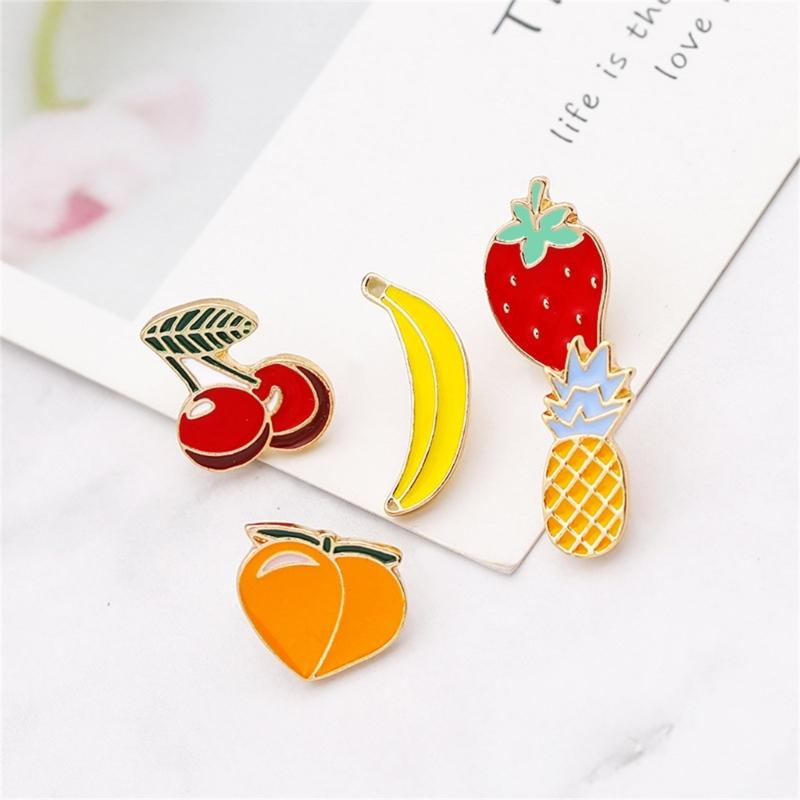 Charm Cartoon Jewelry Pin Fruit Brooch Clothing Accessory Alloy Texture Suitable for School Life and Parties Event