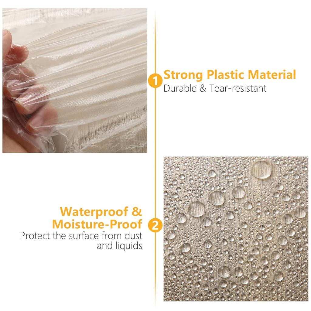 Pre-Taped Masking Film, Clear Plastic Sheeting Plastic Drop Cloths For Painting, Automotive Appliance, Plastic Sheeting Cove