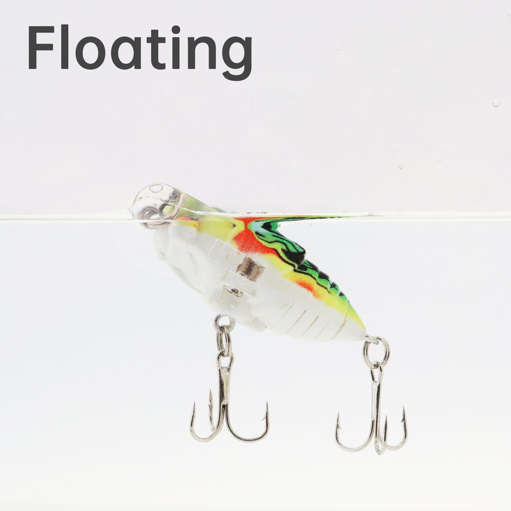 5 Pièces Leurres Bioniques Flottants Cigale, Ailes Mouvantes Dynamiques & Hameçons Triples Forts 3X, 50mm 6g Appât Insecte Ultra-Réaliste