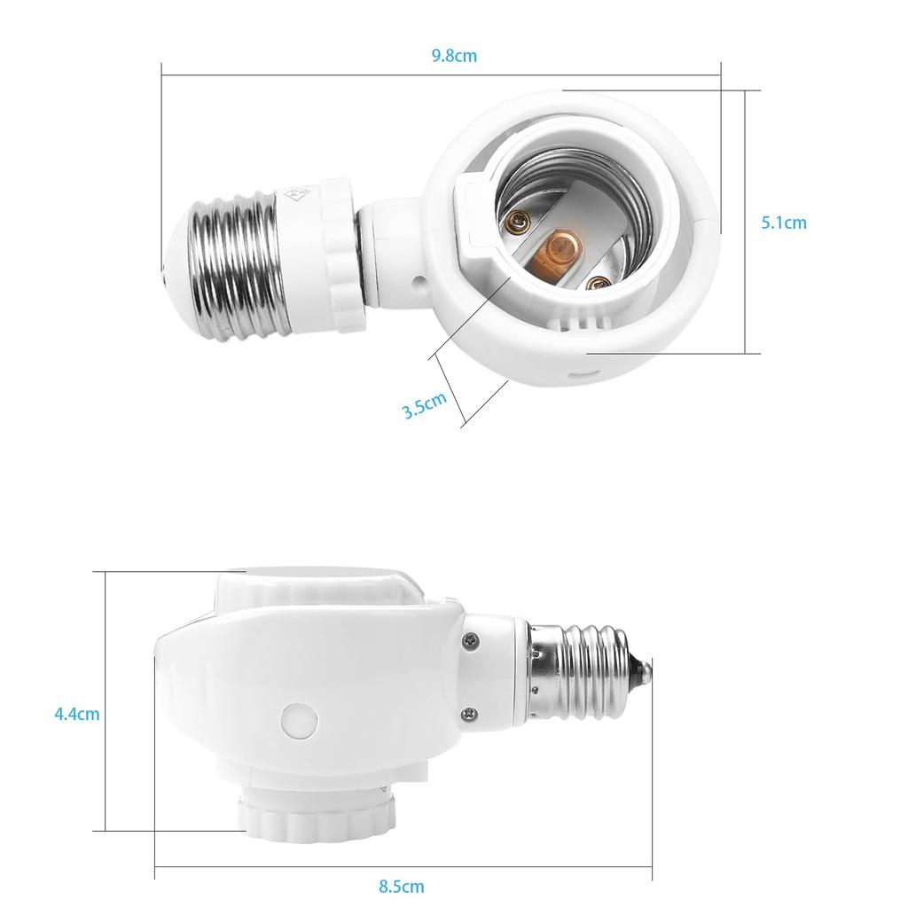 Aiwode E26 to E26 and E17 to E17 adapter socket, adjustable angle, for LED bulbs only, can be mounted directly downwards in angled downlights,