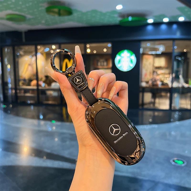 Suede Car Key Case Cover Protector Shell For Mercedes Benz C CLE E GLC S Class W206 X254 W214 W223 Remote Fob Shell Case HO1
