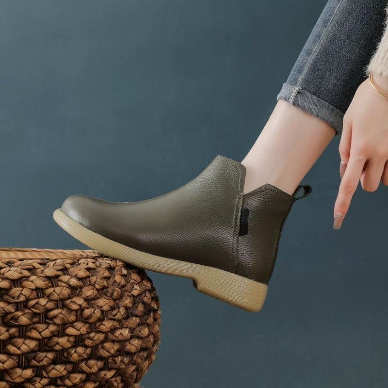 Pantofi Damă de Toamnă-Iarnă Timpurie 2025 din Piele Naturală, Botine, Moi, de Modă, de Firmă, Pantofi de Petrecere pentru Doamne, Mărime Mare 42, Bej, Negru