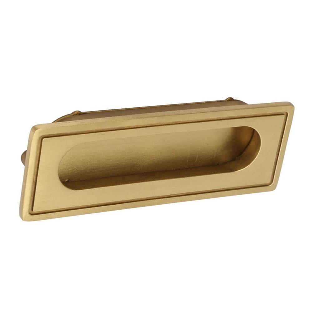 Brass Recessed Handle 105x38x11.5mm Flat Finger Pull Design Flush Pull Handle With 2 Installation Screws Brass Cabinet Hardware