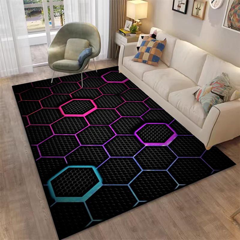 3D Abstract Mirror Geometric Illusion Area Rug Carpet for Home for Living Room Bedroom Sofa Decor Kids Play Non-slip Floor Mat