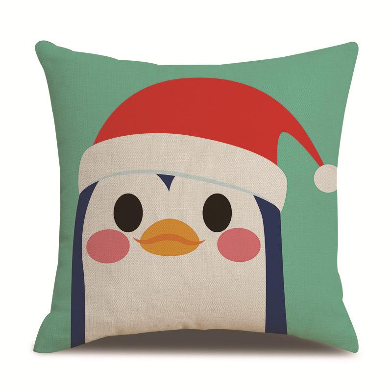 Christmas Pattern Single Sided Linen Pillow Case Living Room Pillow Case Bed Pillow Case Bedroom Pillow Case
