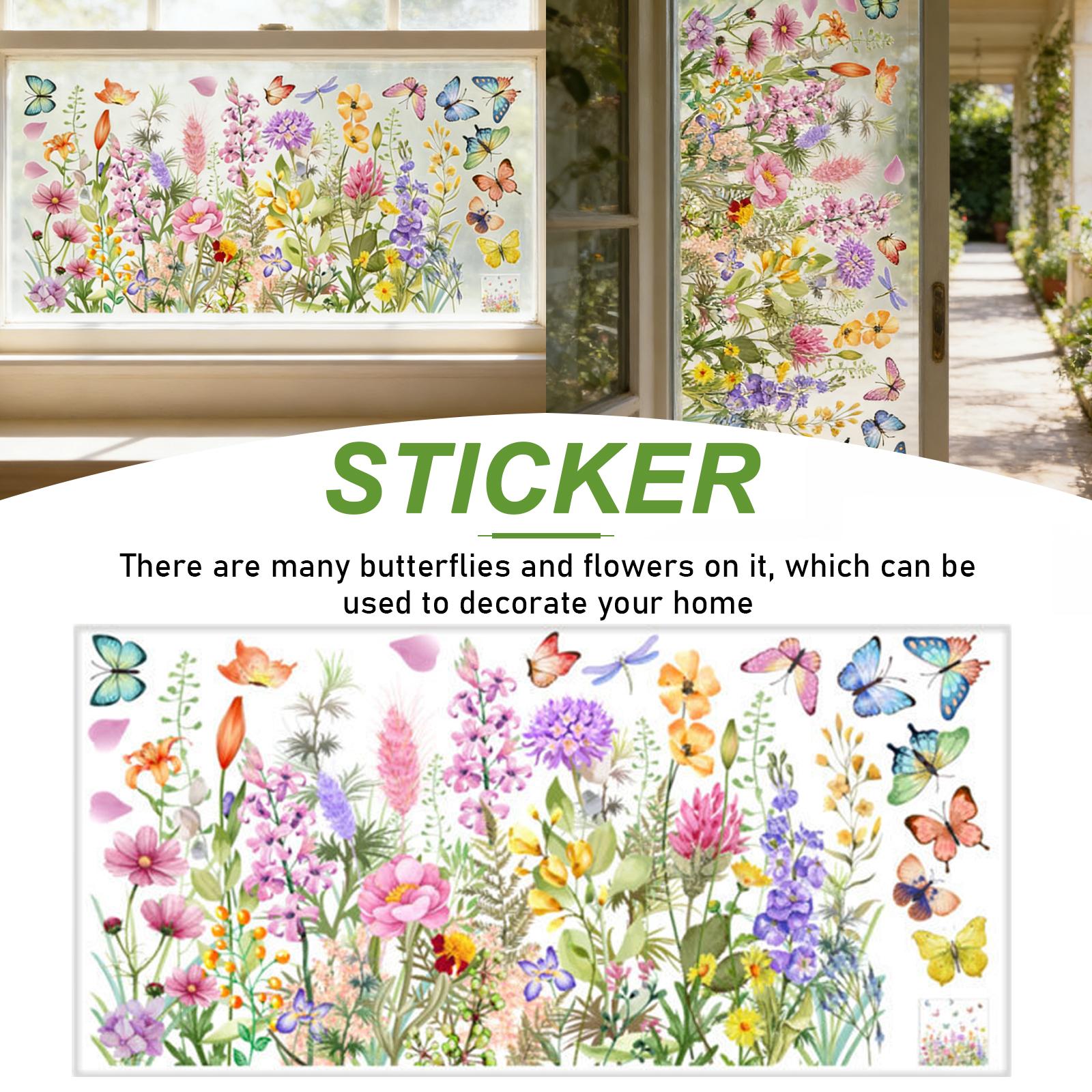 

Colorful Floral Bouquet Window Clings — Reusable, Removable, Double-Sided — Suitable For Home Decor One Size