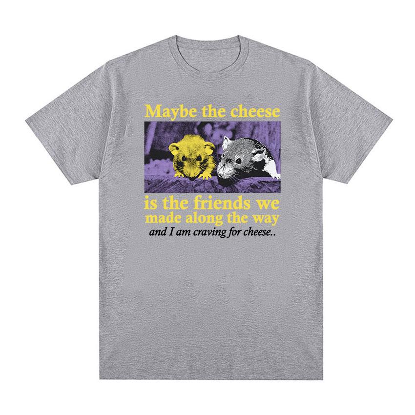 

Японская футболка с рисунком «Может быть, сырная крыса», мужская и женская модная футболка высокого качества в стиле ретро, ​​готическая одежда, хлопковые футболки большого размера