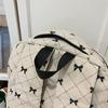 Bow Print Corduroy Backpack Casual Fashion Daily Bag Large Capacity School Bag for Students Minimalist Design Commute Travel with Tassel Accents