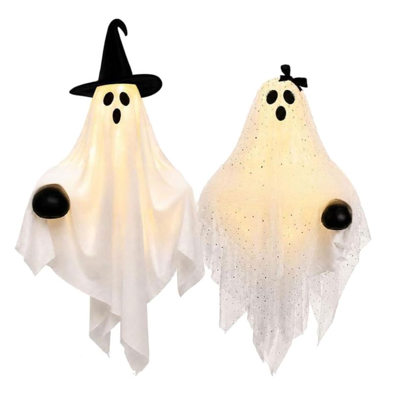Entryway Window Line Halloween Hanging Pair, Two Piece Fabric Figure Set for Home and Party Corner Indoor Display