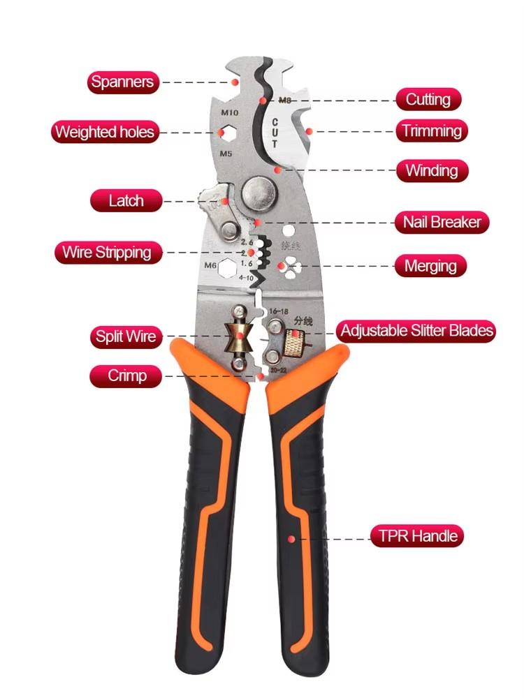 28-in-1 Multifunctional Wire Crimper Plier Cable Cutter Adjustable Automatic Electrical Wire Stripping Pliers Terminal Hand Tool