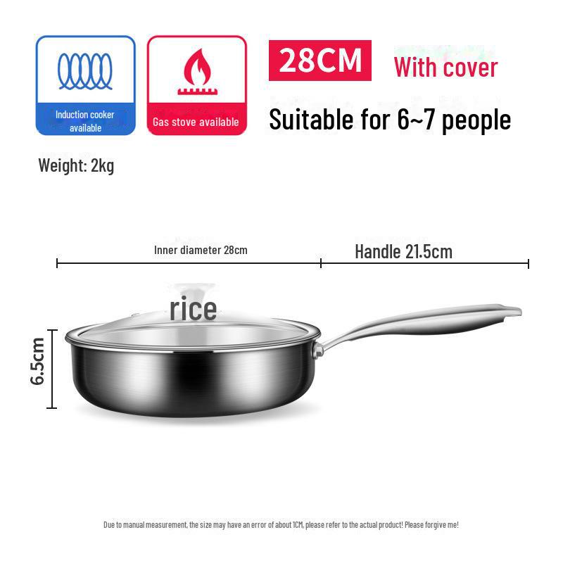 Universal German 316 Stainless Steel Non-Stick Frying Pan for Induction & Gas Stoves