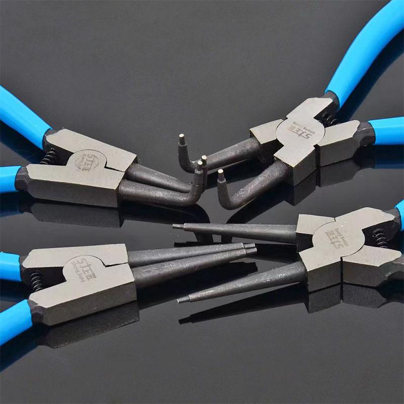 7 inch Snap Ring Pliers Set Heavy Duty Internal/External Circlip Pliers Kit Straight Bent Jaw for Ring Remover Retaining