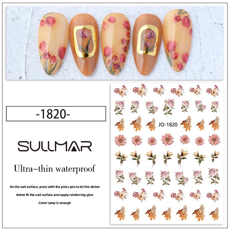 Tulip Pink 3D Floral Nail Art Stickers - Spring Self-Adhesive DIY Decorations