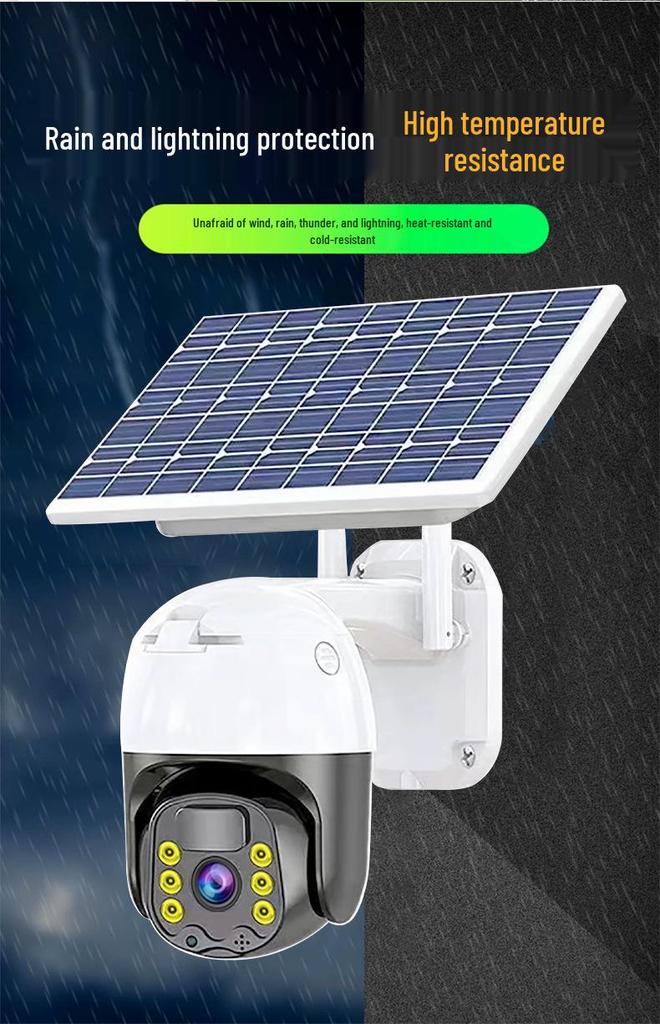 Outdoor Waterproof Solar WiFi Surveillance Camera with Full-Color Night Vision, 4G Remote Access, No Network Needed.