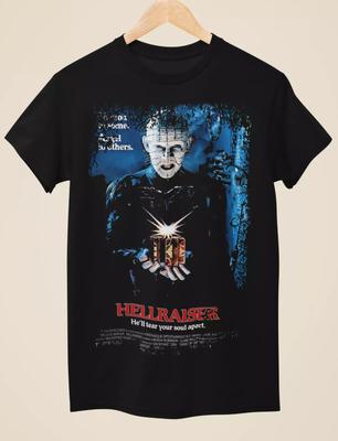 Herren Damen Sommer Hellraiser Filmposter Inspiriertes Unisex Schwarzes T-Shirt Grafik Kurzarmshirt Unisex