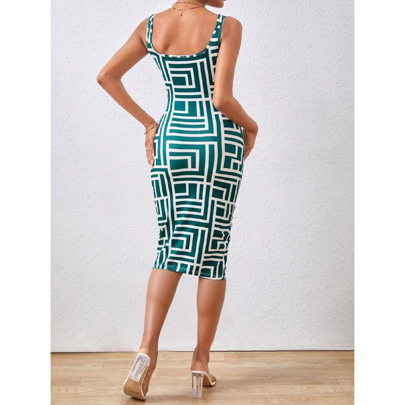 Women's New Summer Slim-Fit Printed Casual Strap Dress