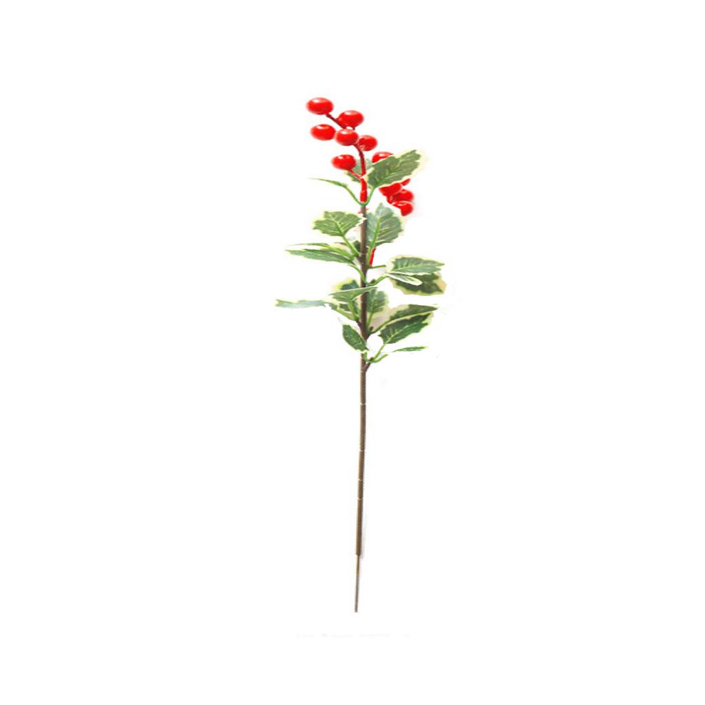 5pc Simulation 7-Pronged Red Fruit Christmas Leaf, Single Christmas Decoration Artificial Flower, Home Dining Table Flower Arrangement, Money Fruit