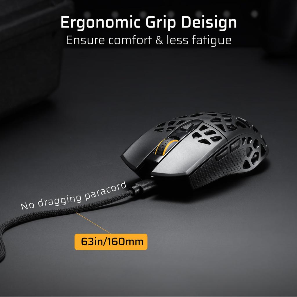 LTC GM023 Wireless Gaming 79g Honeycomb Ergonomic Gaming DPI 6 Programmable Professional Software Tri-Mode Mouse, Ultra-Lightweight Mouse, 6-Level