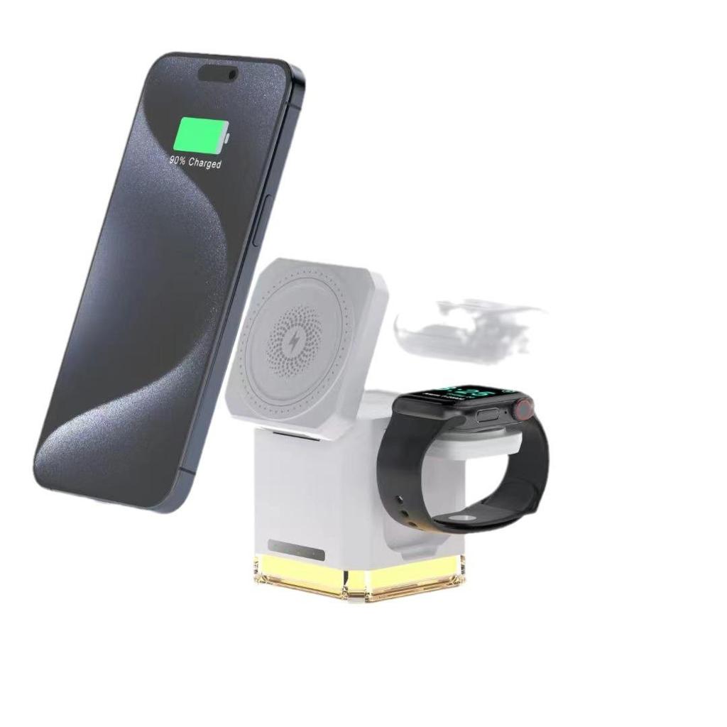 Foldable 4-in-1 Magnetic Wireless Charger for Phone, Watch, Earphones, and Stand