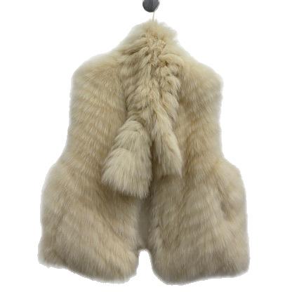 Autumn and winter new light luxury strips fox hair fashion short fur vest women's detachable scarf