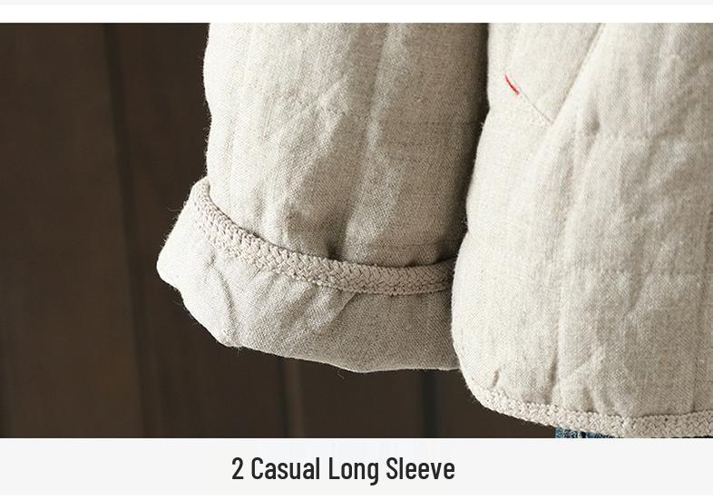 2025 Winter Quilted Retro Horn Button Cotton Linen Jacket