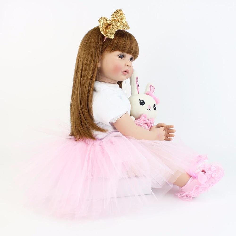 BZDOLL 60cm měkká silikonová panenka Baby Reborn Jemná vinylová princezna dívka Bonecas Dětská narozeninová hračka do vany