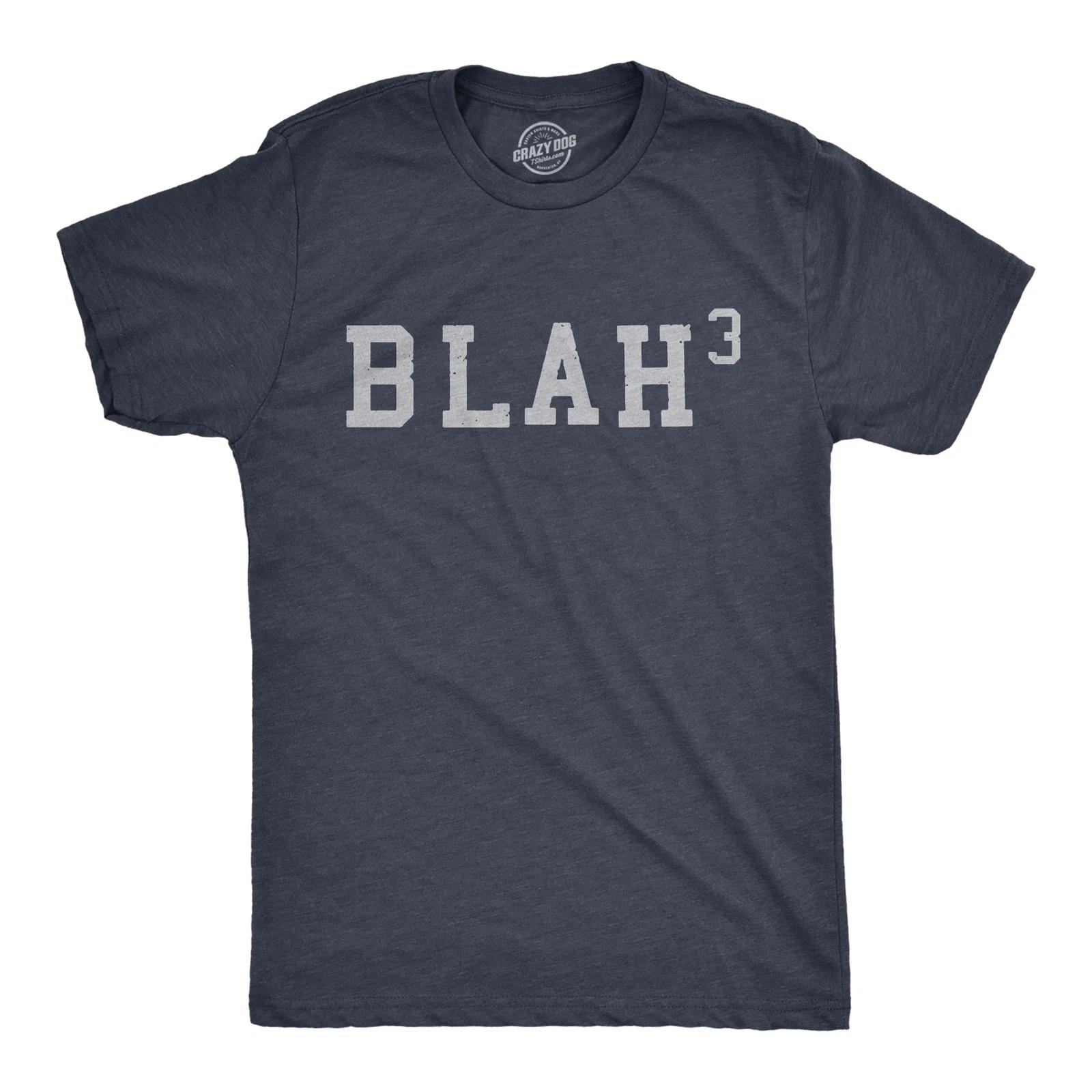 Mens Blah Cubed T Shirt Funny Sarcastic Math Joke Text Graphic Novelty Tee for S