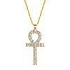 Amulet Talisman Ankh Cross Pendant Necklace Women Crystal Rhinestone Egypt Egyptian Key Life Religious Chain Jewelry Gift