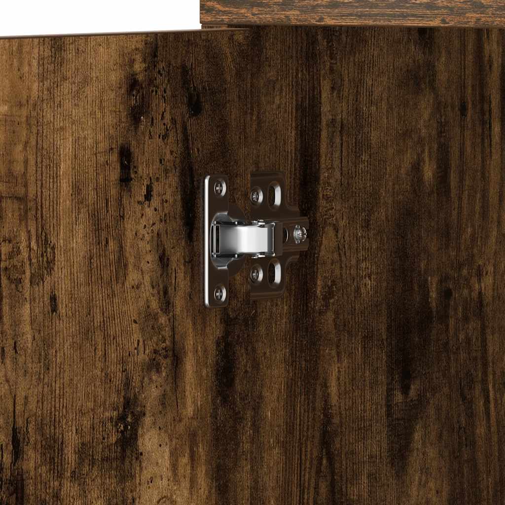 Bathroom Cabinet Smoked Oak 30x30x183.5 Cm Engineered Wood