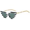 Retro Fashion Striped Cat Eye Women Sunglasses  Luxury Brand Metal Chain Design Trendy Personality Men Sun Glasses Uv400