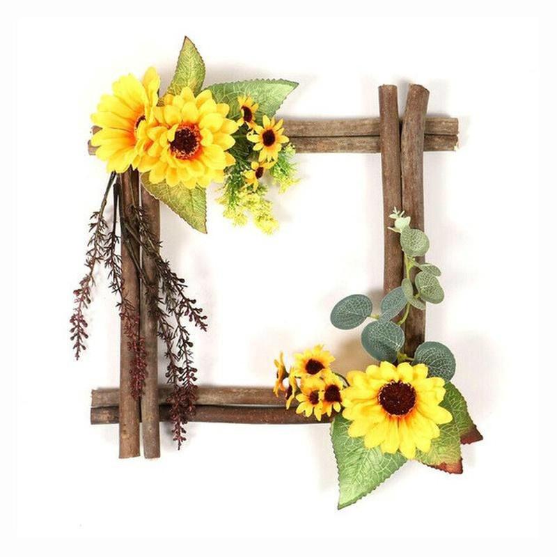 Wooden Artificial Fake Sunflower Pendant Square Five-star Garland Sun Flower Wall Decoration Artific