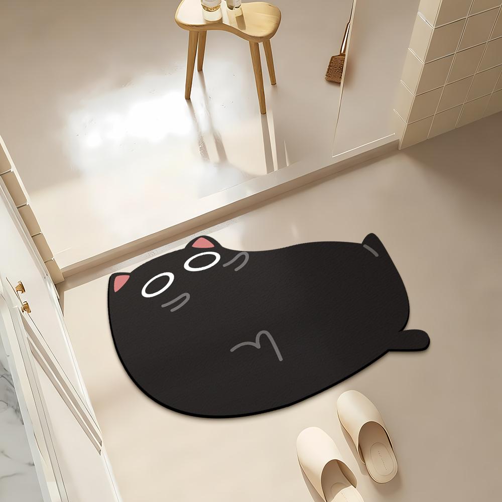 Cat Bathroom Mat Quick-Dry Diatomaceous Earth Bath Mat Funny Soft Diatom Mud Absorbent Floor Mat