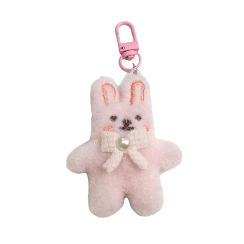 Trendy Plush Rabbit Keyrings Adorable Rabbit Charm Key Holder Soft Plush Material Key Accessory Perfect Gift розовый