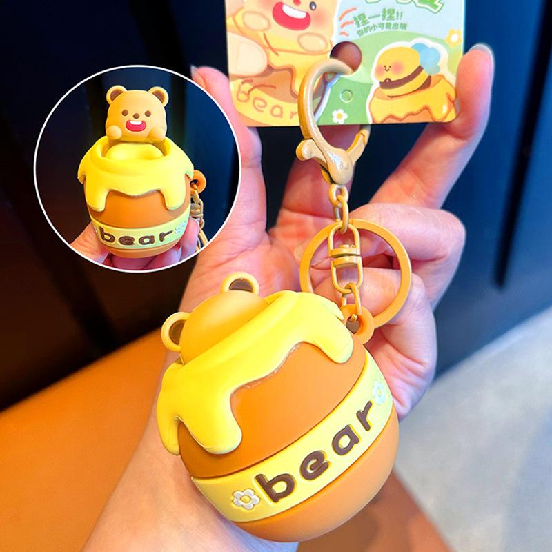 Cute Pinch Stump, Keychain Pinch Ejection Bear Cartoon Doll, Decompress Cute Car Key Chain No specifications