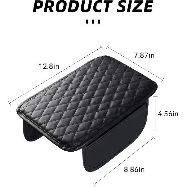 Car Armrest Box Cover Diamond Quilted Grade Leather Console Organizer Car With Side Storage Pocket Universal Vehicle Middle Console Cover, Most