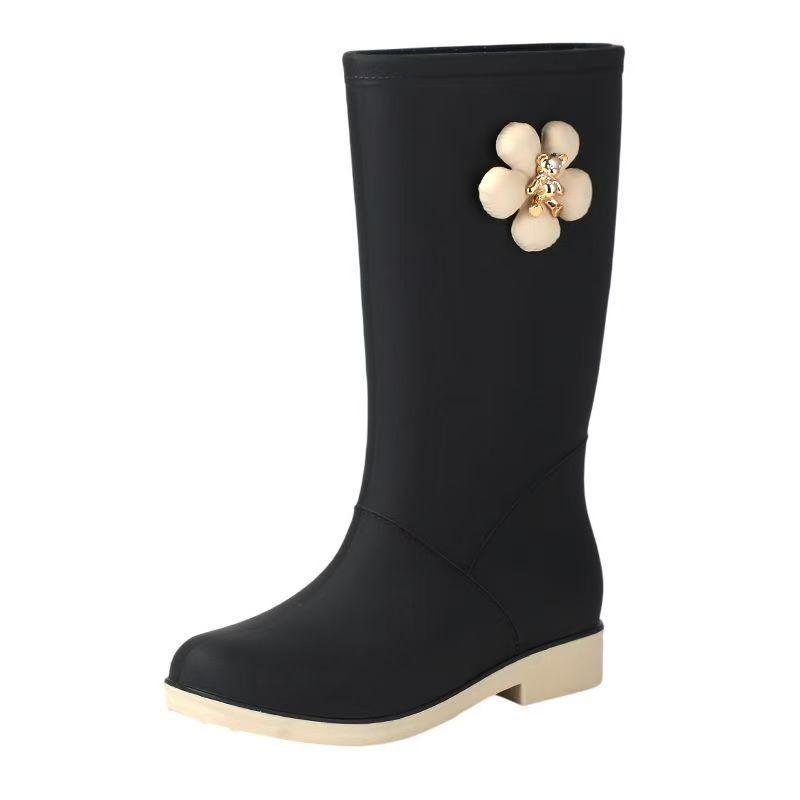 Fashion new women's rain shoes high tube non-slip rain boots long tube outer wear water boots fashionable versatile rubber shoes
